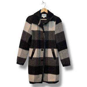 PIM & LARKIN Plaid Wool Blend Overcoat Multicolor Women's XS